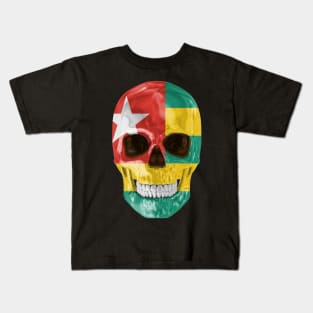 Togo Flag Skull - Gift for Togolese With Roots From Togo Kids T-Shirt